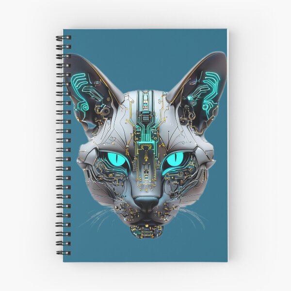 Item preview, Caracal Head | Futuristic Robotic Feline with Neon Blue Circuits designed and sold by Naturalite19.