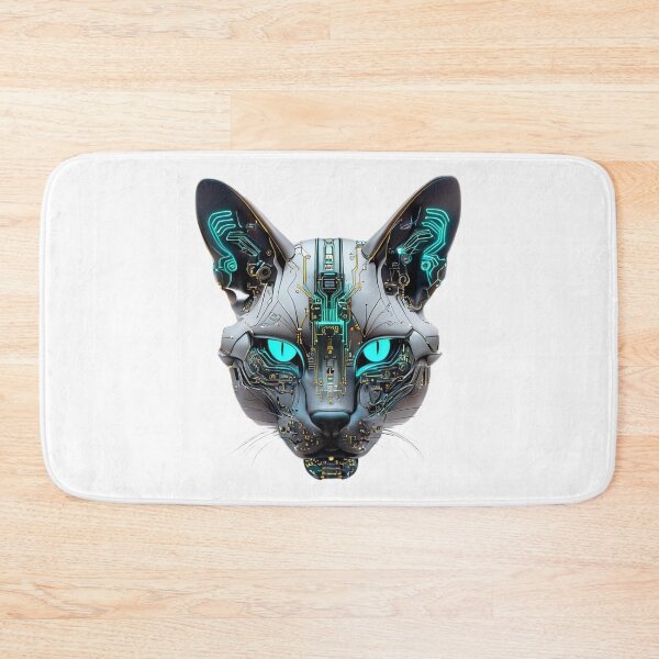 Item preview, Caracal Head | Futuristic Robotic Feline with Neon Blue Circuits designed and sold by Naturalite19.