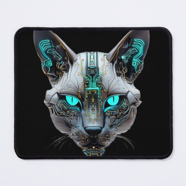 Item preview, Caracal Head | Futuristic Robotic Feline with Neon Blue Circuits designed and sold by Naturalite19.