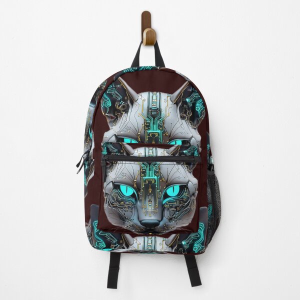 Item preview, Caracal Head | Futuristic Robotic Feline with Neon Blue Circuits designed and sold by Naturalite19.