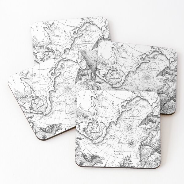 Item preview, Vintage Adventure Map with Dragons and Pirate Ships designed and sold by WildPawPrint.