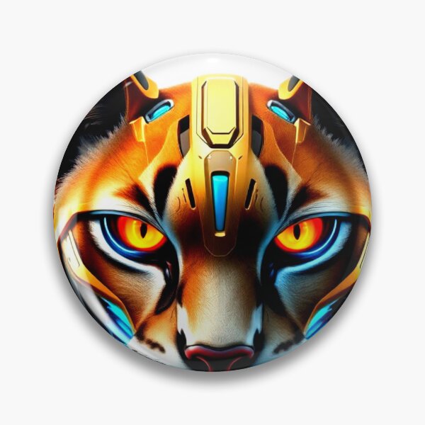 Item preview, Cyber Caracal | Futuristic Robotic Feline in Yellow and Orange Tones designed and sold by Naturalite19.