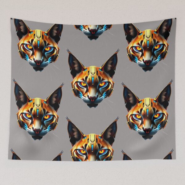 Item preview, Cyber Caracal | Futuristic Robotic Feline in Yellow and Orange Tones designed and sold by Naturalite19.