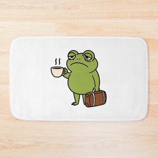 Item preview, Sleepy Frog with Coffee Cartoon Illustration designed and sold by freelysimple.