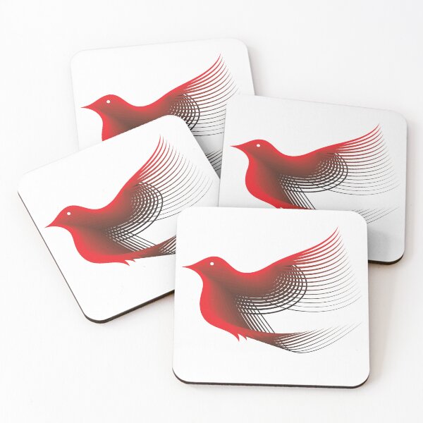 Item preview, Red abstract bird made of lines designed and sold by Ben-Schaal.