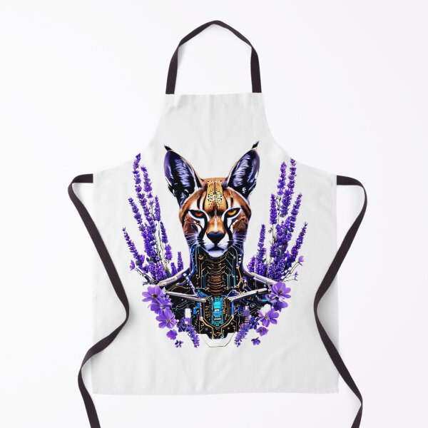 Item preview, Cyber Floral Caracal | Futuristic Wild Cat with Purple Flowers and Circuits designed and sold by Naturalite19.
