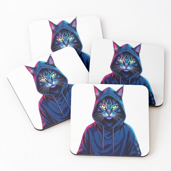 Item preview, Neon Hoodie Cat – Cyber Street Style designed and sold by ColorflowStudios.