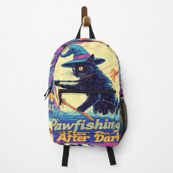 Item preview, Pawfishing After Dark: Witchy Black Cat Lunar Fishing Adventure designed and sold by David R Sawin The Architects Of Eden.
