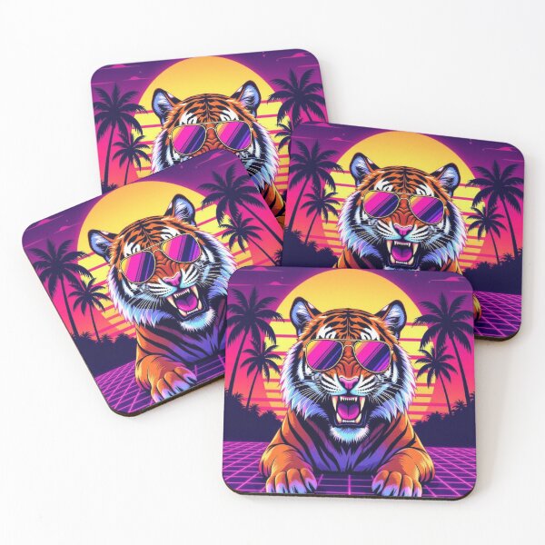 Item preview, Neon Tiger – Synthwave Jungle Vibes designed and sold by ColorflowStudios.