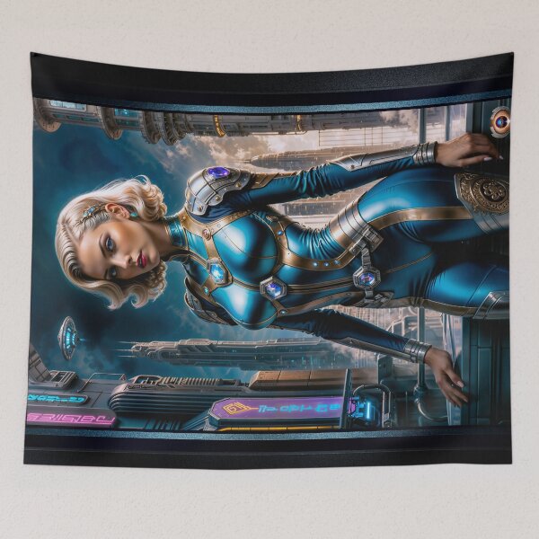 Item preview, Cityscape Fantasy Illustration Portrait Of Aeravyn Kalestis Striking AI Concept Art by Xzendor7 designed and sold by Xzendor7 Digital Art Creations.
