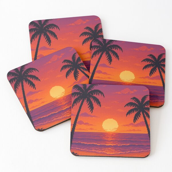 Item preview, Pixel Beach Sunset – Tropical 16-Bit Paradise designed and sold by bashhonkdesign.