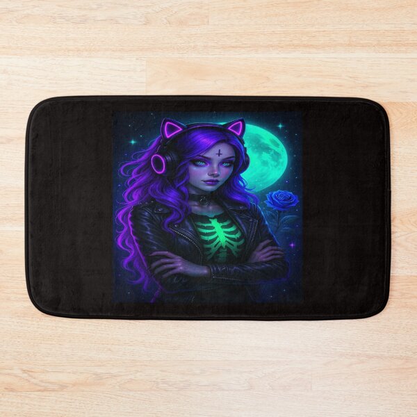 Item preview, Neon Witch Under the Moonlight | Cyberpunk Gothic Glow Art designed and sold by LINGLYPHIX.