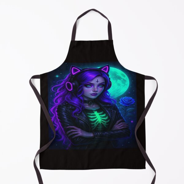 Item preview, Neon Witch Under the Moonlight | Cyberpunk Gothic Glow Art designed and sold by LINGLYPHIX.