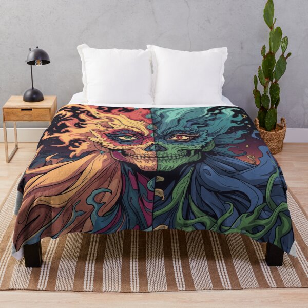 Item preview, Psychedelic Fire and Ice Skull – Trippy Festival Art Poster | Rave Aesthetic Anime Style | Colorful Melted Flames Design for Stickers, T‑Shirts, Tapestries designed and sold by SushiRabbit.