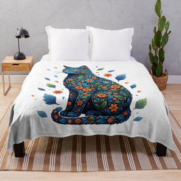 Item preview, Floral Spirit Cat – Vibrant Botanical Feline Art designed and sold by Tiny-roar-studio.
