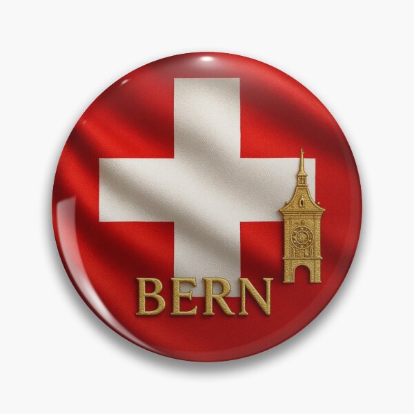 Item preview, Bern Switzerland Flag Emblem – Golden Zytglogge Clock Tower Design designed and sold by Annika Shurafa.