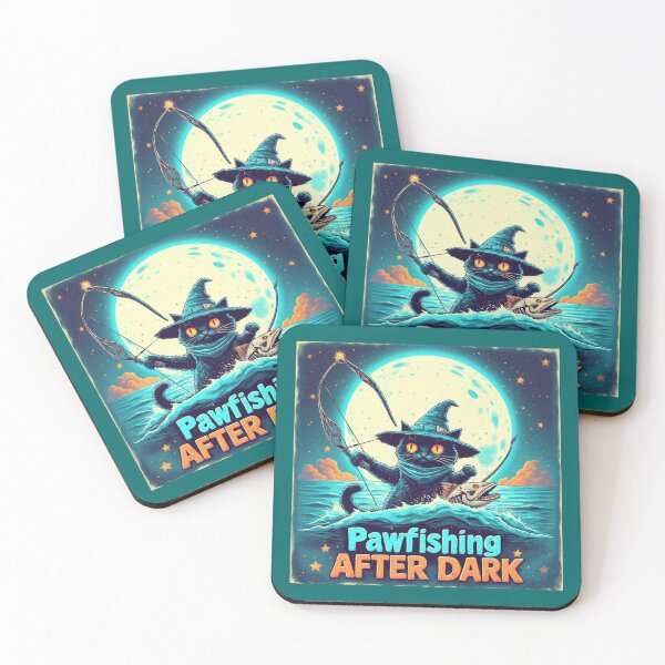 Item preview, Pawfishing After Dark: Witchy Black Cat Moonlit Fishing Adventure designed and sold by David R Sawin The Architects Of Eden.