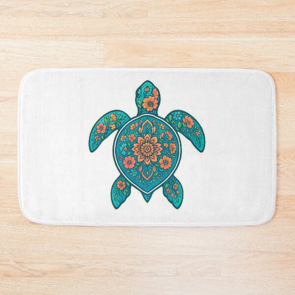 Item preview, BOHO Vibrant and colorful boho floral illustration of a sea turtle.  designed and sold by DavidMay.