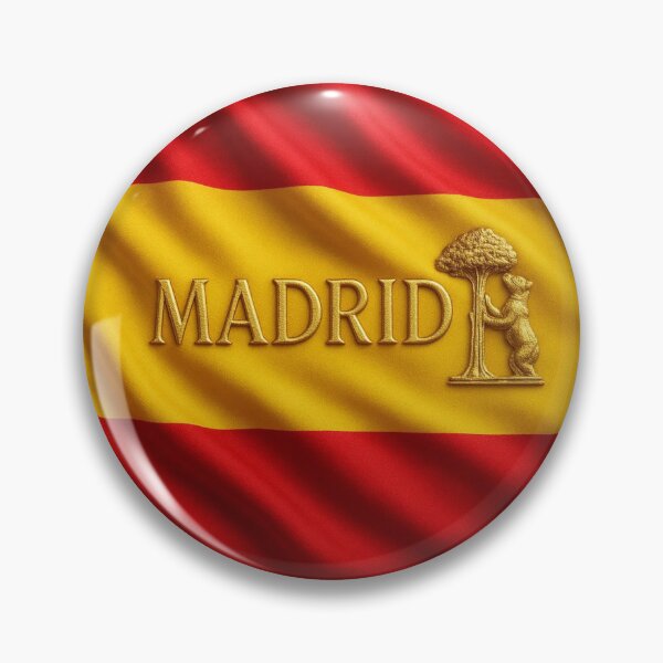 Artikelvorschau, Madrid Spain Flag Emblem – Golden Bear and Tree Symbol Design entworfen und verkauft von Annika Shurafa.
