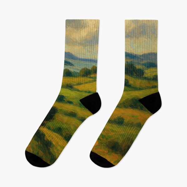Item preview, Pastoral Landscape Painting – Solitary Wanderer on a Countryside Path designed and sold by CapyToon.