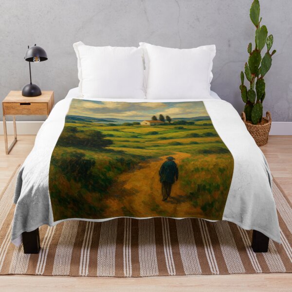 Item preview, Pastoral Landscape Painting – Solitary Wanderer on a Countryside Path designed and sold by CapyToon.