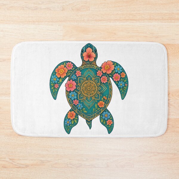Item preview, Vibrant and colorful boho floral illustration of a sea turtle.  designed and sold by DavidMay.