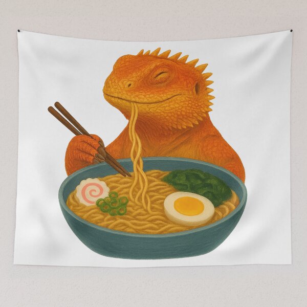Item preview, Agamid Lizard Eating Ramen designed and sold by thehaywirehoney.