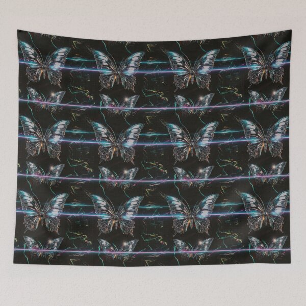 Item preview, Cyberpunk Chrome Butterfly | Y2K Futuristic Rave Art | Iridescent Sci-Fi Print designed and sold by NSB-Design.