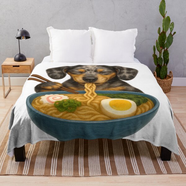 Item preview, Merle Daschund Eating Ramen designed and sold by thehaywirehoney.