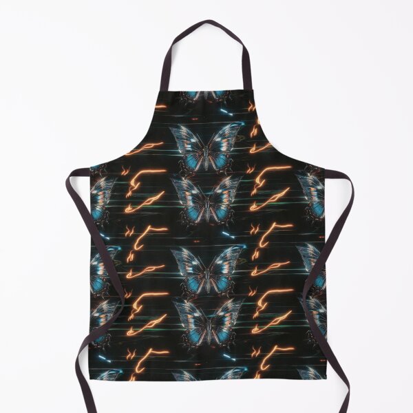 Item preview, Futuristic Cyber Butterfly Pattern | Metallic Blue & Orange Neon Sci-Fi Art designed and sold by NSB-Design.