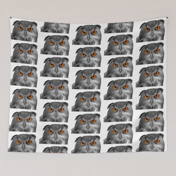 Item preview, Eurasian Eagle-Owl Portrait on White Background designed and sold by Peter Milota Studio.