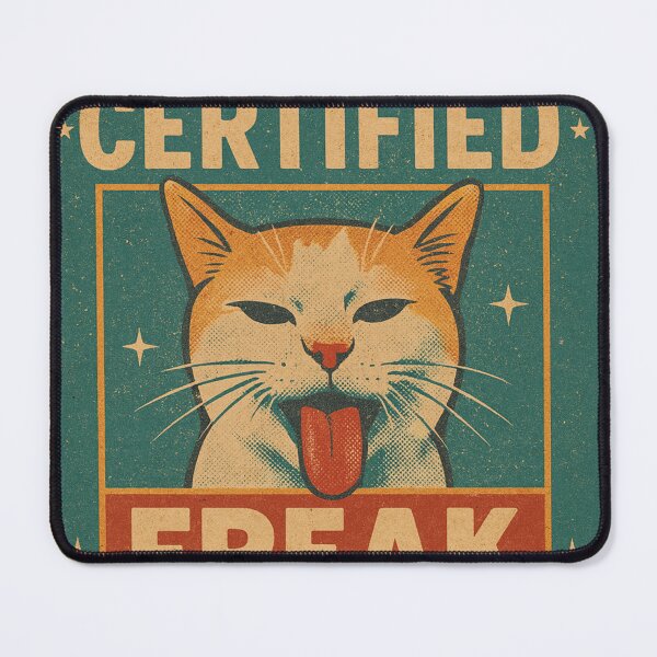 Item preview, Certified Freak Cat Funny Cat Meme Humor Tongue-Out Retro Style designed and sold by Bongocomic.