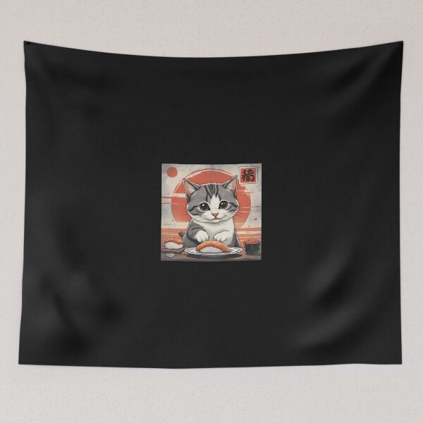 Item preview, 1 Cute Tabby Cat Eagerly Preparing To Enjoy A Piece Of Sushi Sweatshirt designed and sold by cawtoon.