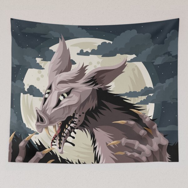 Item preview, hungry chupacabra under the full moon night designed and sold by matintheworld ( delcarmat ).