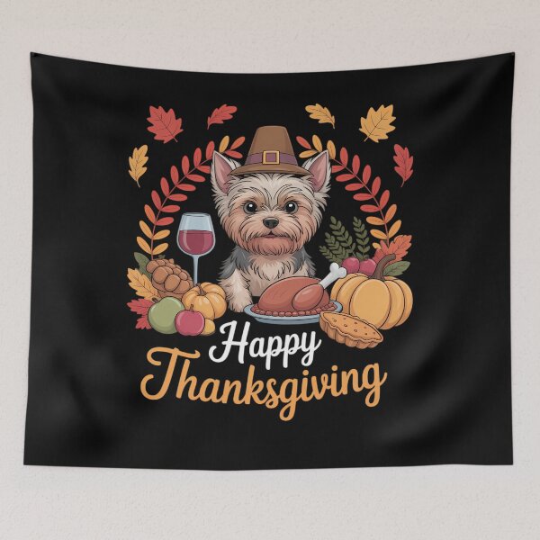 Item preview, Happy Thanksgiving day Yorkie Dog Funny Dog Mom designed and sold by LeeEvans222.