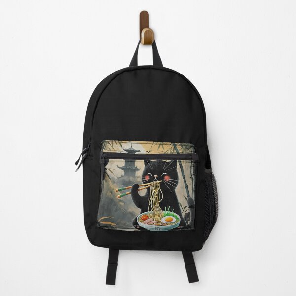 Item preview, Funny Japanese Black Cat Eating Ramen Noodles Premium Tri-Blend designed and sold by cawtoon.
