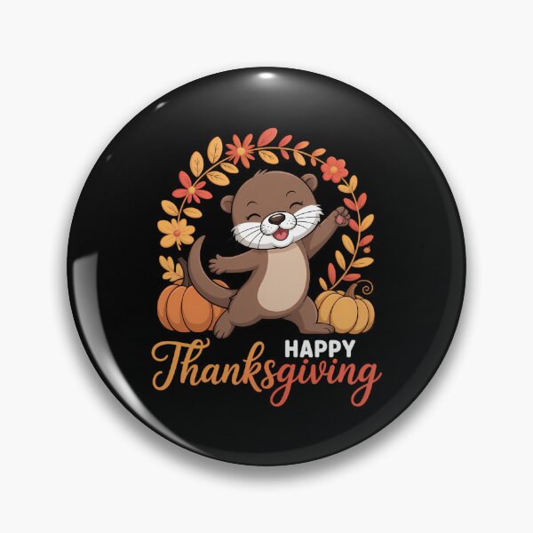 Item preview, Happy Thanksgiving Otter In Leaves Pumpkins Floral Cirle designed and sold by JulienAureo.