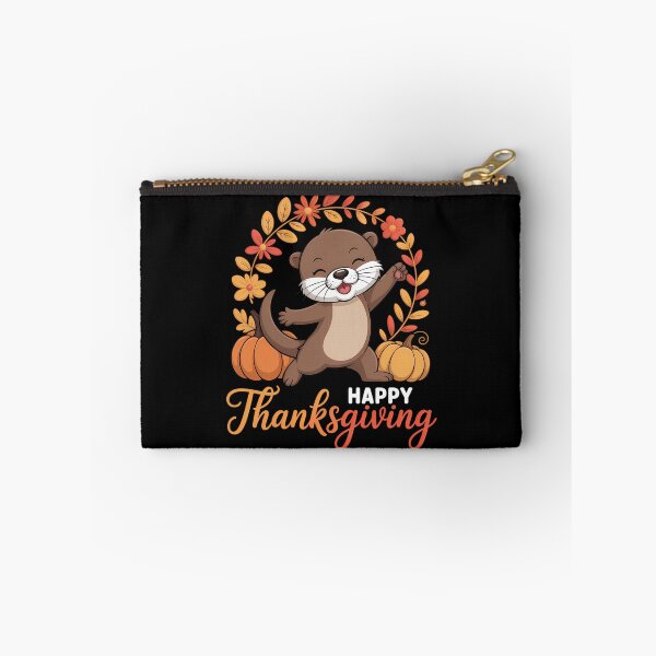 Item preview, Happy Thanksgiving Otter In Leaves Pumpkins Floral Cirle designed and sold by JulienAureo.