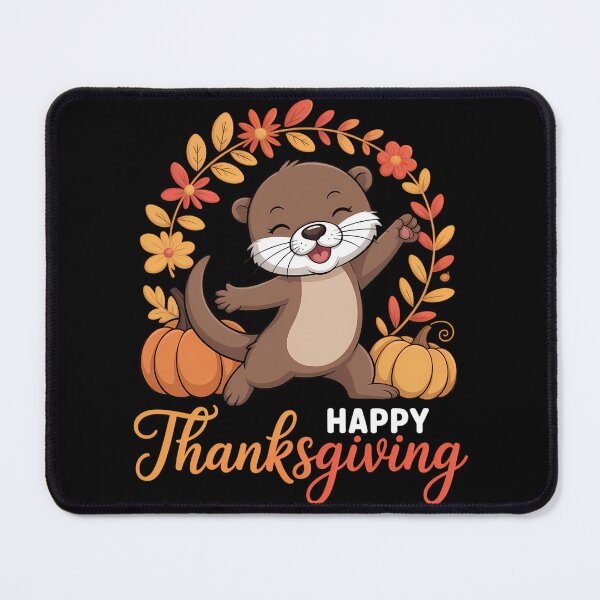 Item preview, Happy Thanksgiving Otter In Leaves Pumpkins Floral Cirle designed and sold by JulienAureo.