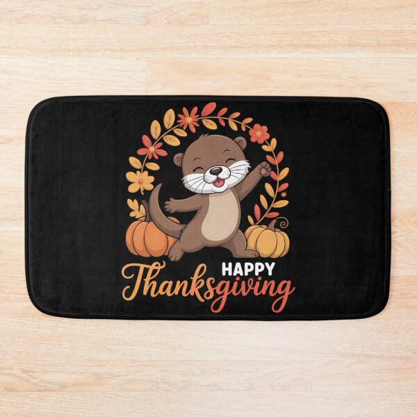 Item preview, Happy Thanksgiving Otter In Leaves Pumpkins Floral Cirle designed and sold by JulienAureo.