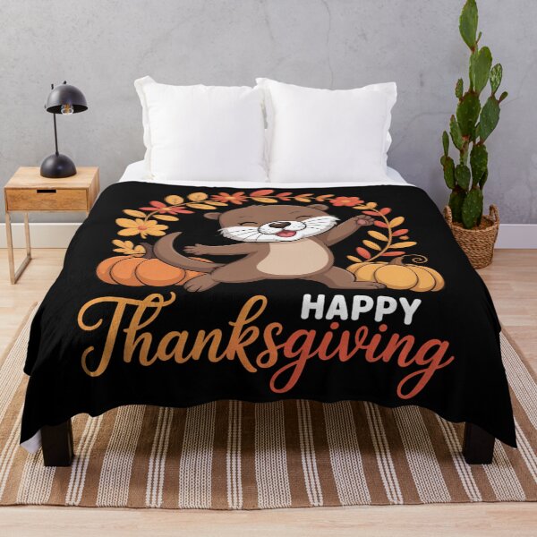 Item preview, Happy Thanksgiving Otter In Leaves Pumpkins Floral Cirle designed and sold by JulienAureo.