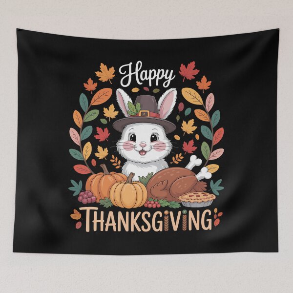 Item preview, Happy Thanksgiving Rabbit Costume Turkey Fall Leaves Food designed and sold by JulienAureo.
