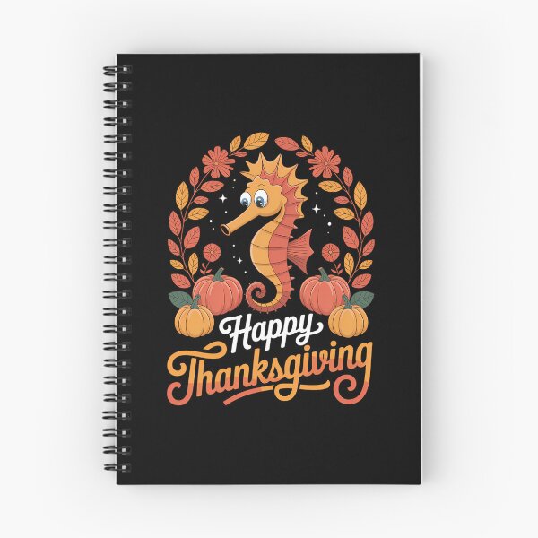 Item preview, Happy Thanksgiving Seahorse In Leaves Pumpkins Floral Cirle designed and sold by JulienAureo.