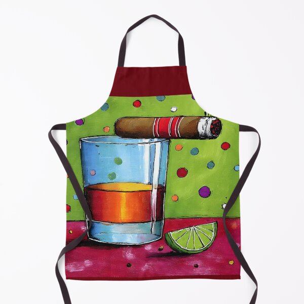 Item preview, Whiskey Delight with Smoldering Cigar and Lime on a Playful Abstract Red Canvas designed and sold by OlfactoART Studio.