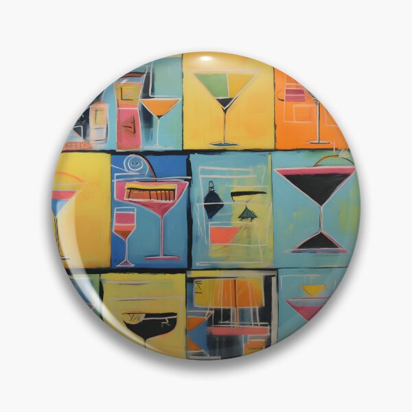 Item preview, Abstract Vivid Cocktail Glass Collage in Bright Colors and Modern Grid Composition designed and sold by OlfactoART Studio.