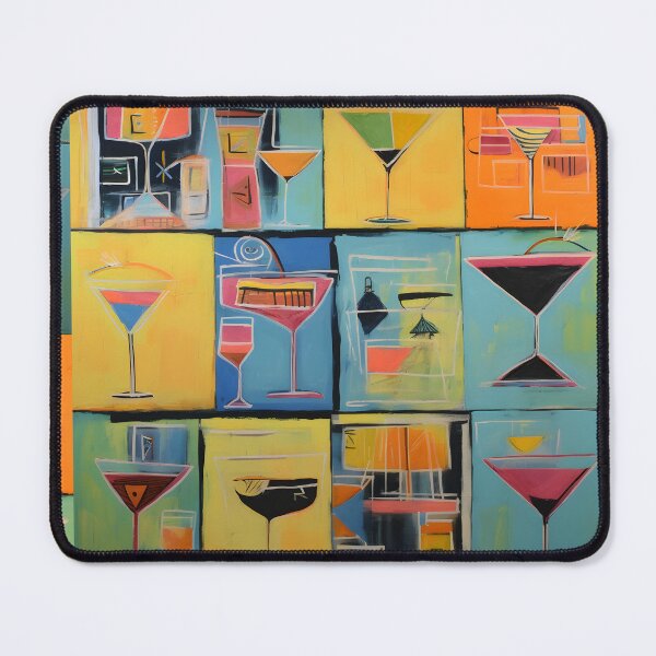 Item preview, Abstract Vivid Cocktail Glass Collage in Bright Colors and Modern Grid Composition designed and sold by OlfactoART Studio.