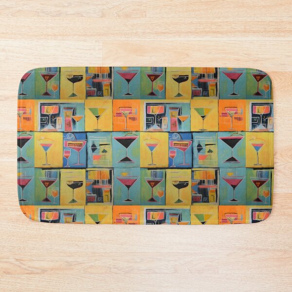 Item preview, Abstract Vivid Cocktail Glass Collage in Bright Colors and Modern Grid Composition designed and sold by OlfactoART Studio.