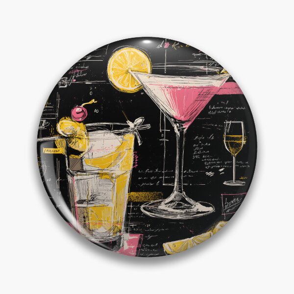 Item preview, Vibrant Cocktail Sketch Artwork- Martini and Highball Glasses with Artistic Handwritten Background designed and sold by OlfactoART Studio.