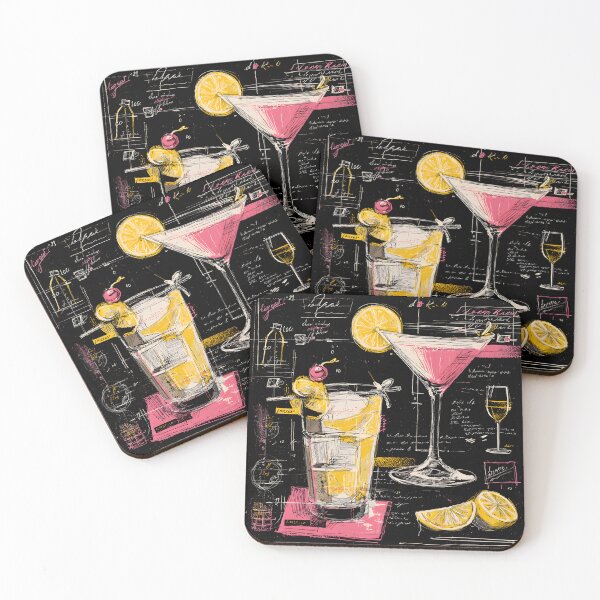 Item preview, Vibrant Cocktail Sketch Artwork- Martini and Highball Glasses with Artistic Handwritten Background designed and sold by OlfactoART Studio.