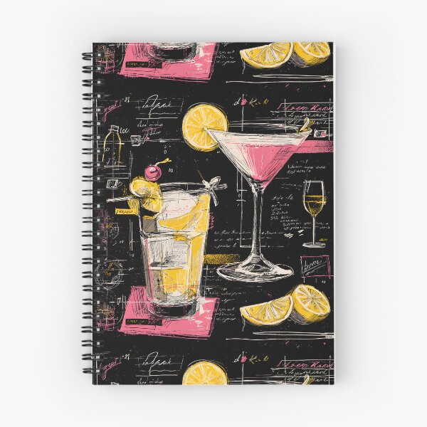 Item preview, Vibrant Cocktail Sketch Artwork- Martini and Highball Glasses with Artistic Handwritten Background designed and sold by OlfactoART Studio.